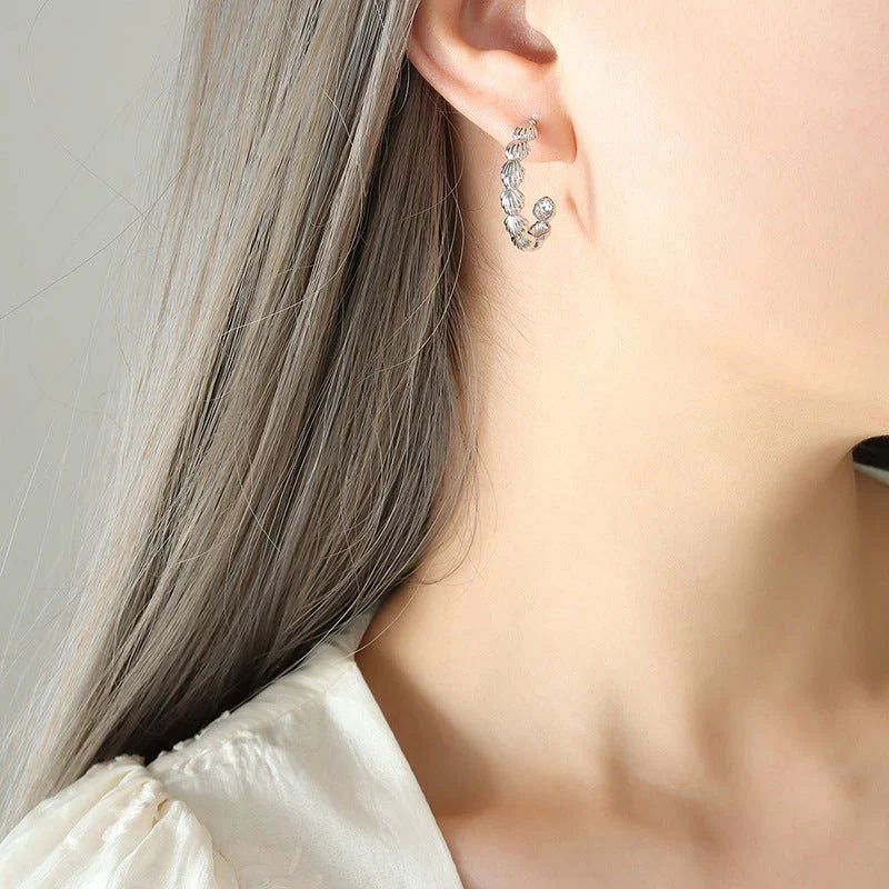 Fashion Commuter Copper Shell C- Shaped Earrings Ear Rings