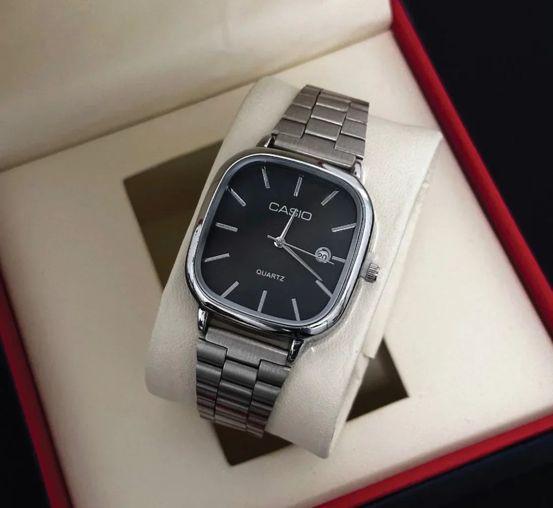 Casio Watch Silver + Black – كاسيو ووتش فضي + أسود