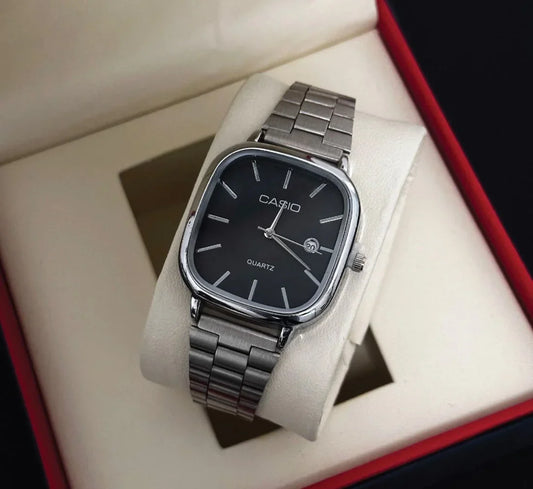 Casio Watch Silver + Black – كاسيو ووتش فضي + أسود